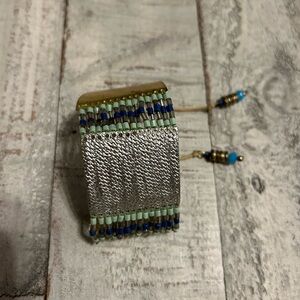 Noonday Collection Silver Bracelet with Blue and Gold Accents